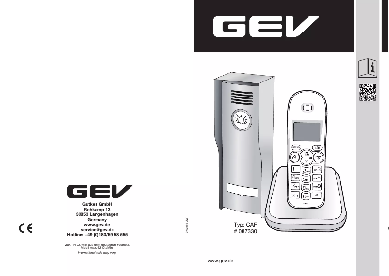Page 1 of the manual User Manual GEV CAF 87330