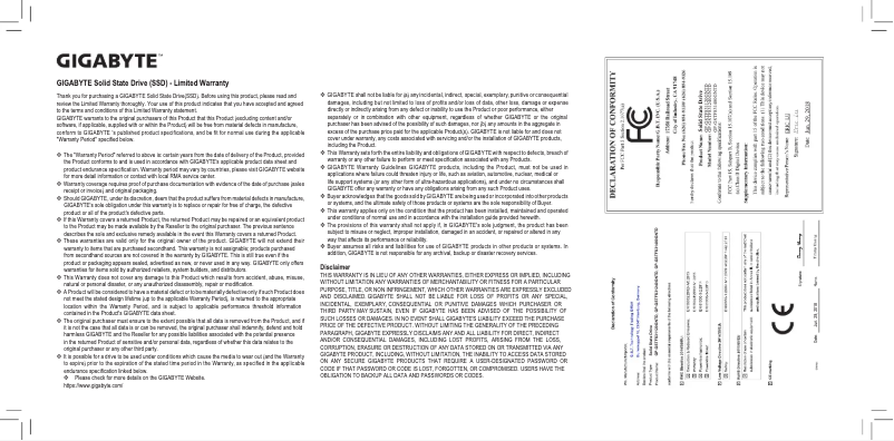 Página 1 del manual Manual de usuario Gigabyte SSD 240GB