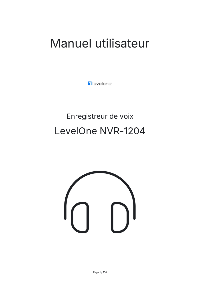 Page 1 de la notice Manuel utilisateur LevelOne NVR-1204