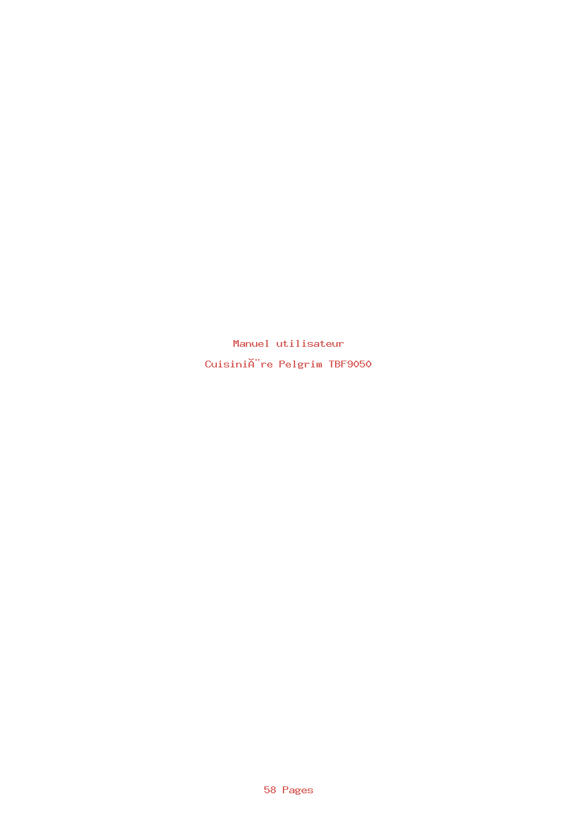 Page 1 de la notice Manuel utilisateur Pelgrim TBF9050