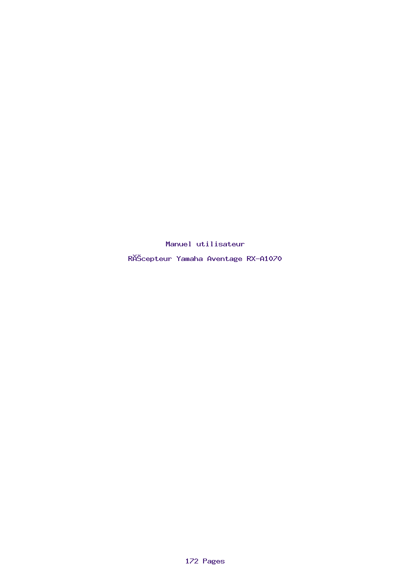 Page 1 de la notice Manuel utilisateur Yamaha Aventage RX-A1070