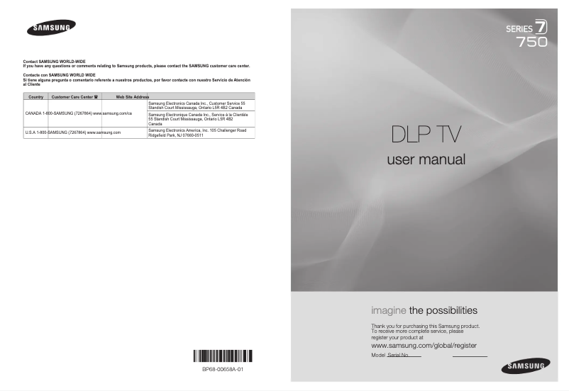 Página 1 del manual Manual de usuario Samsung HL67A750