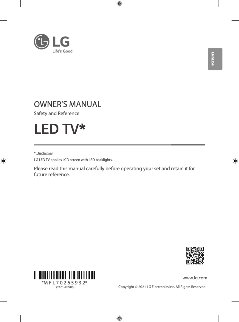 Page 1 of the manual User Manual LG 43UP7750PTZ