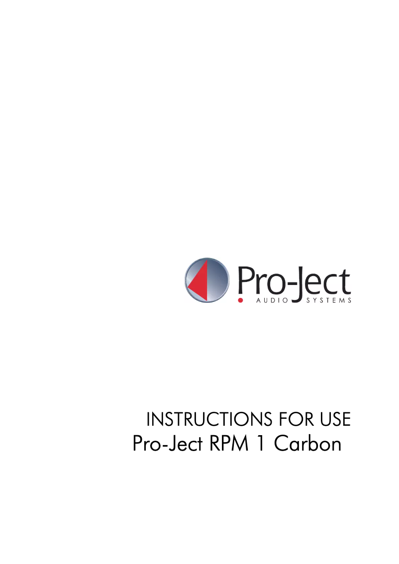 Page 1 of the manual User Manual Pro-Ject RPM 1 Carbon