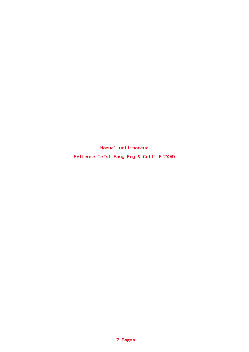 Page 1 de la notice Manuel utilisateur Tefal Easy Fry & Grill EY705D