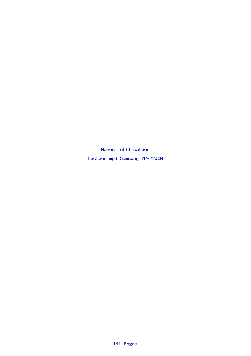 Page 1 de la notice Manuel utilisateur Samsung YP-P2JCW