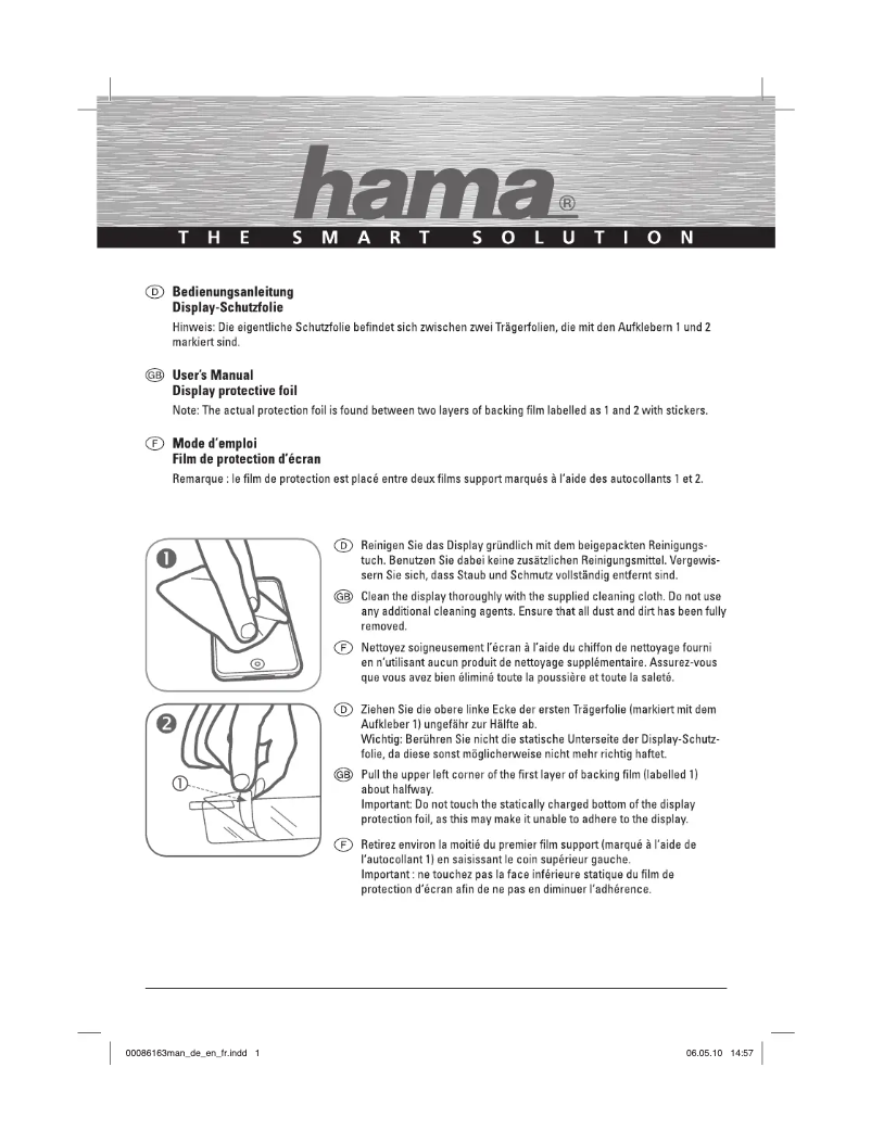 Page 1 de la notice Manuel utilisateur Hama Slide