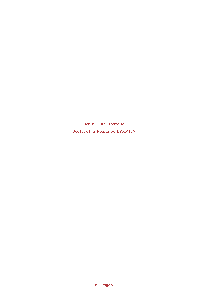 Page 1 de la notice Manuel utilisateur Moulinex BY510130