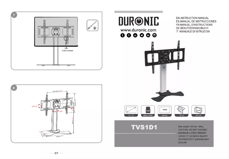 Page 1 de la notice Manuel utilisateur Duronic TVS1D1