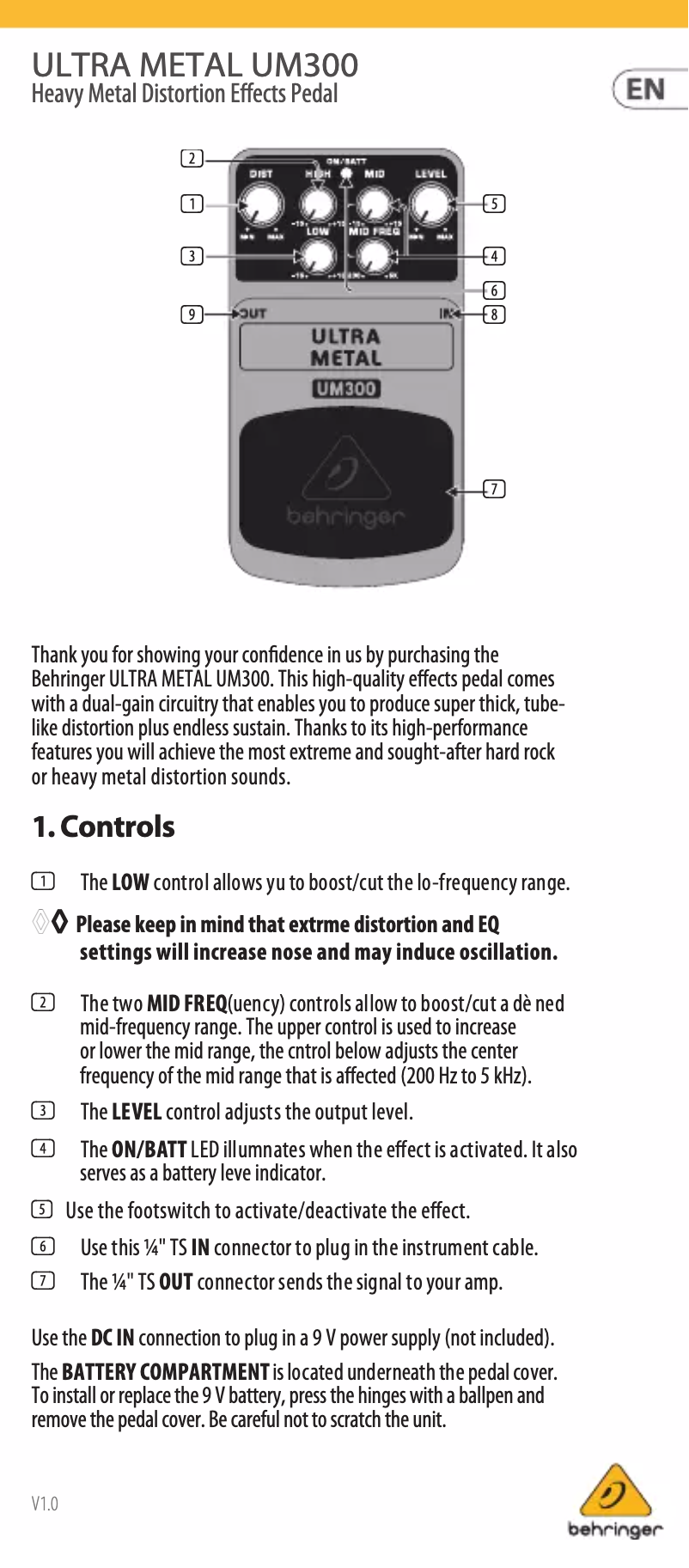 Página 1 del manual Manual de usuario Behringer Ultra Metal UM300