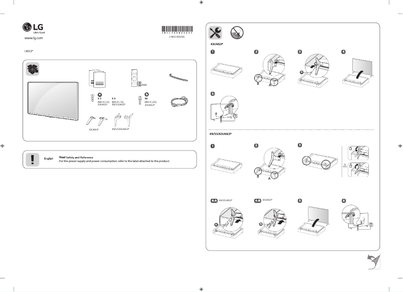 Page 1 de la notice Manuel utilisateur LG 43UK6300PPE