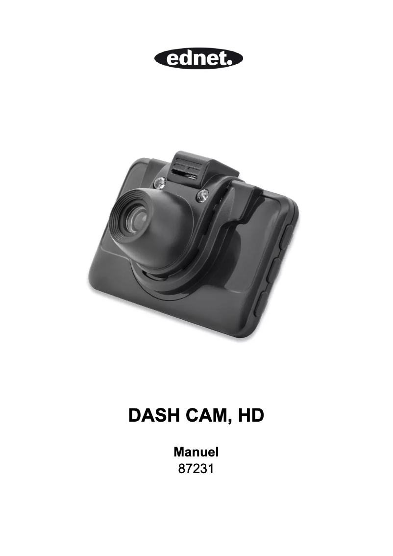 Page 1 de la notice Manuel utilisateur Ednet Dash Cam HD 87231