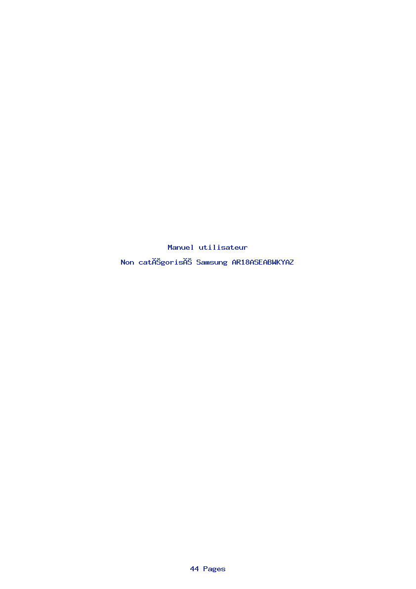 Page 1 de la notice Manuel utilisateur Samsung AR18ASEABWKYAZ