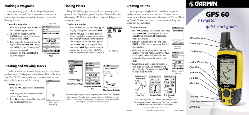 Page 1 de la notice Manuel utilisateur Garmin GPS 60