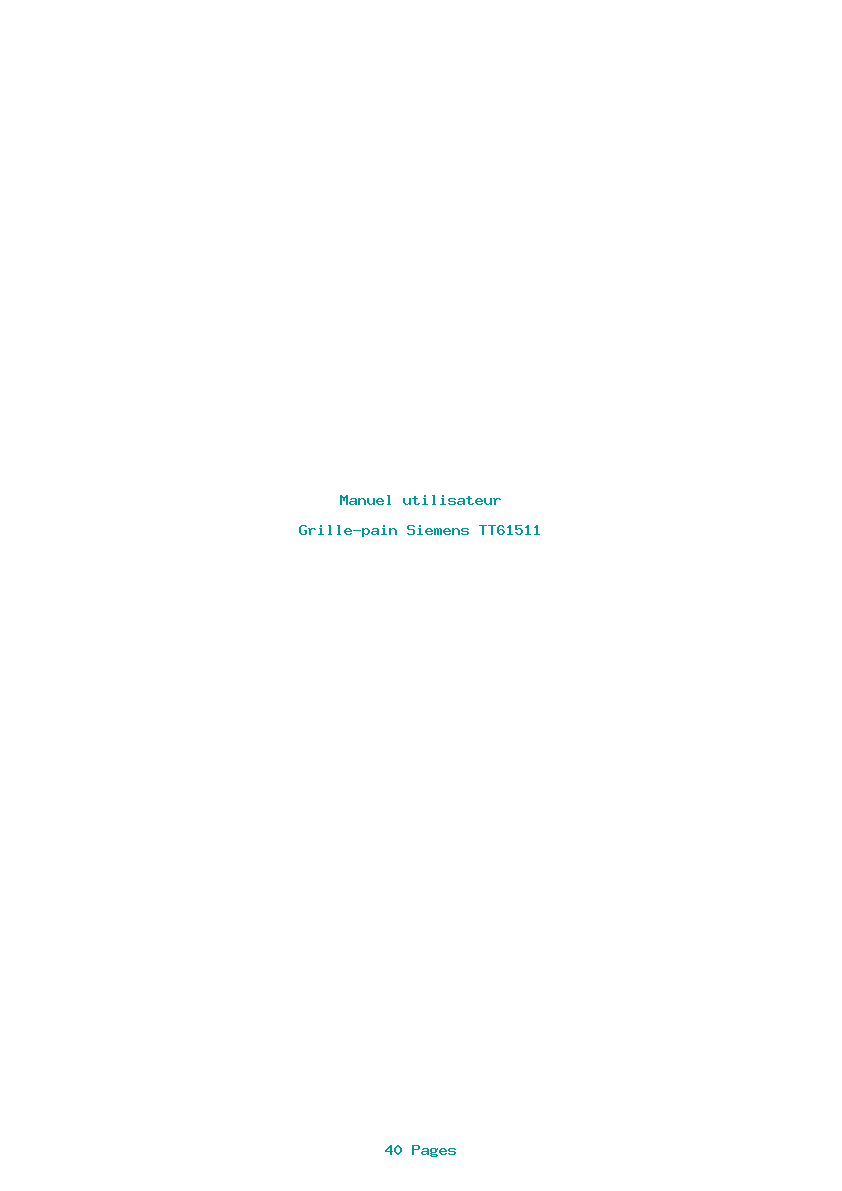 Page 1 de la notice Manuel utilisateur Siemens TT61511