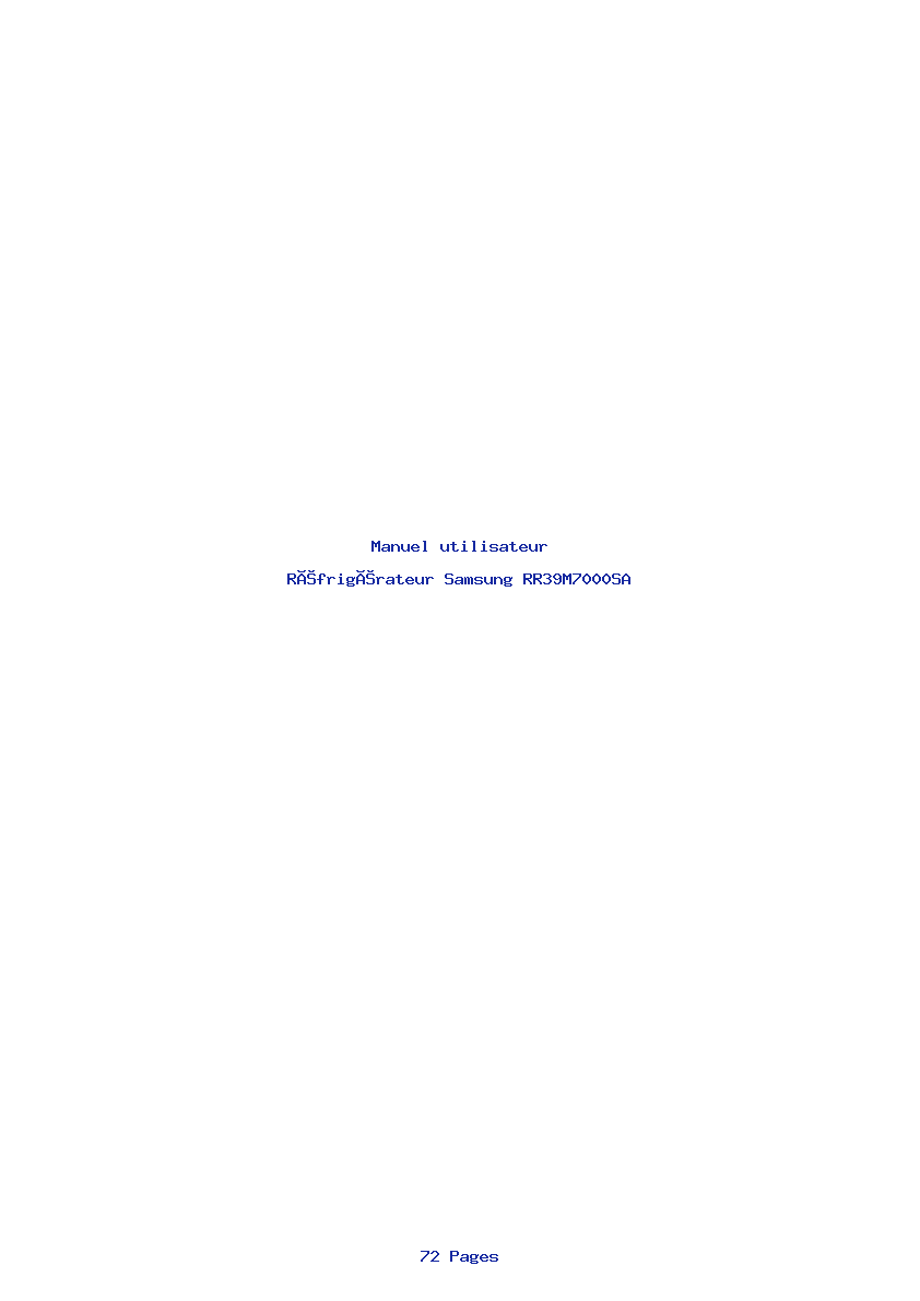 Page 1 de la notice Manuel utilisateur Samsung RR39M7000SA
