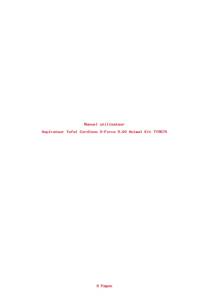 Page 1 de la notice Manuel utilisateur Tefal Cordless X-Force 8.60 Animal Kit TY9679