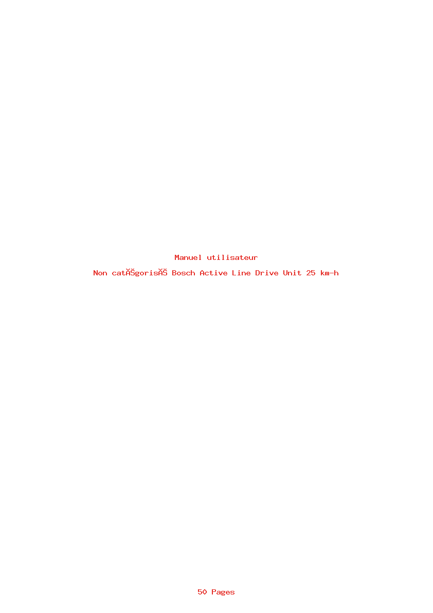 Page 1 de la notice Manuel utilisateur Bosch Active Line Drive Unit 25 km-h
