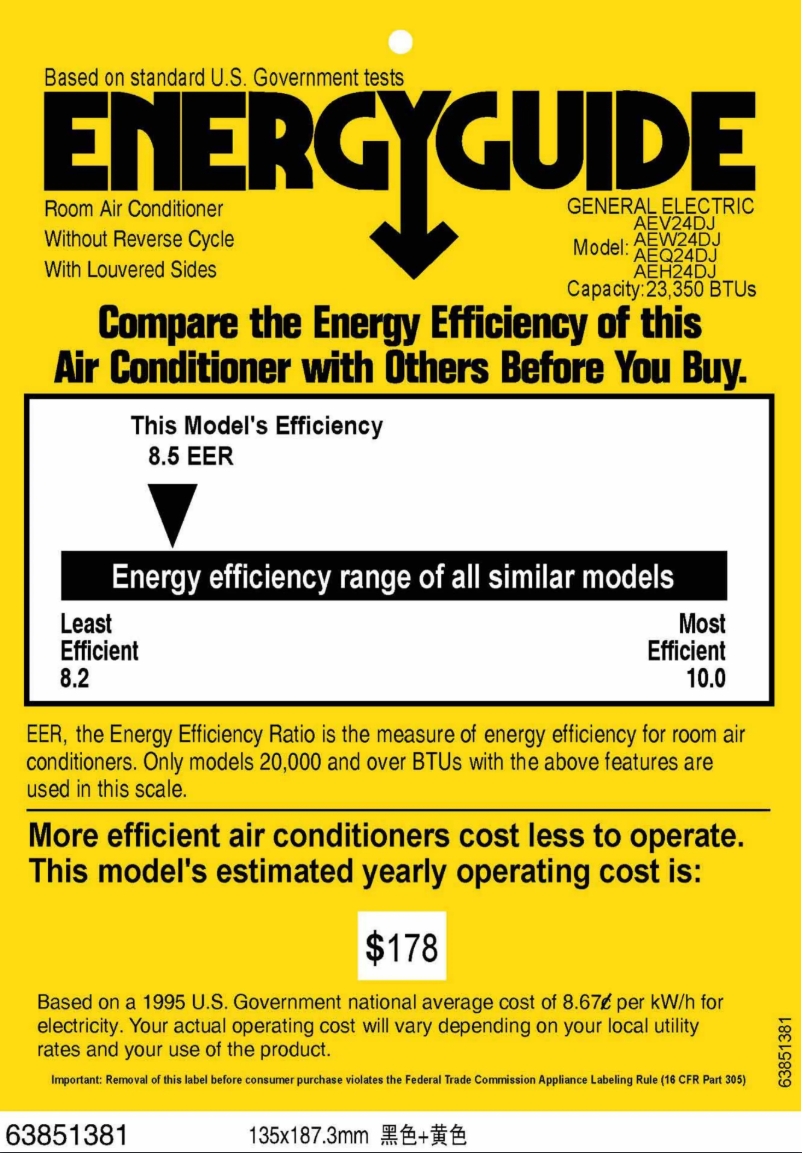 Página 1 del manual Etiqueta energética GE AEQ24DJ