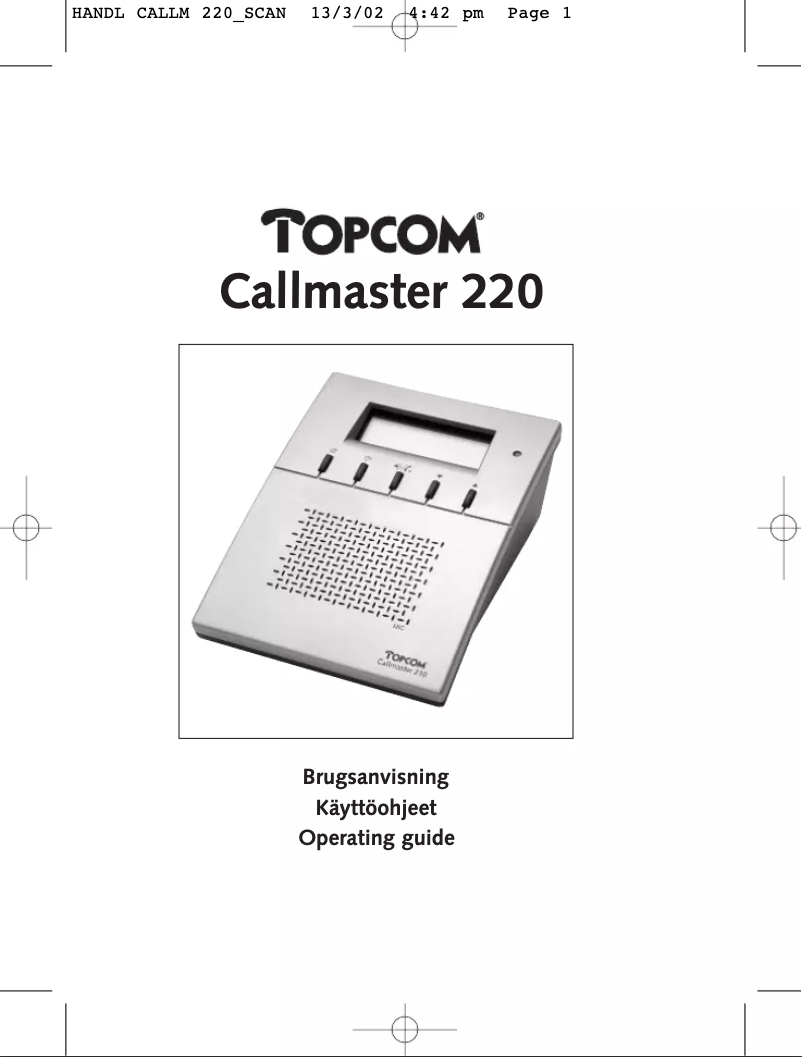 Imagen de la primera página del manual del dispositivo Callmaster 220