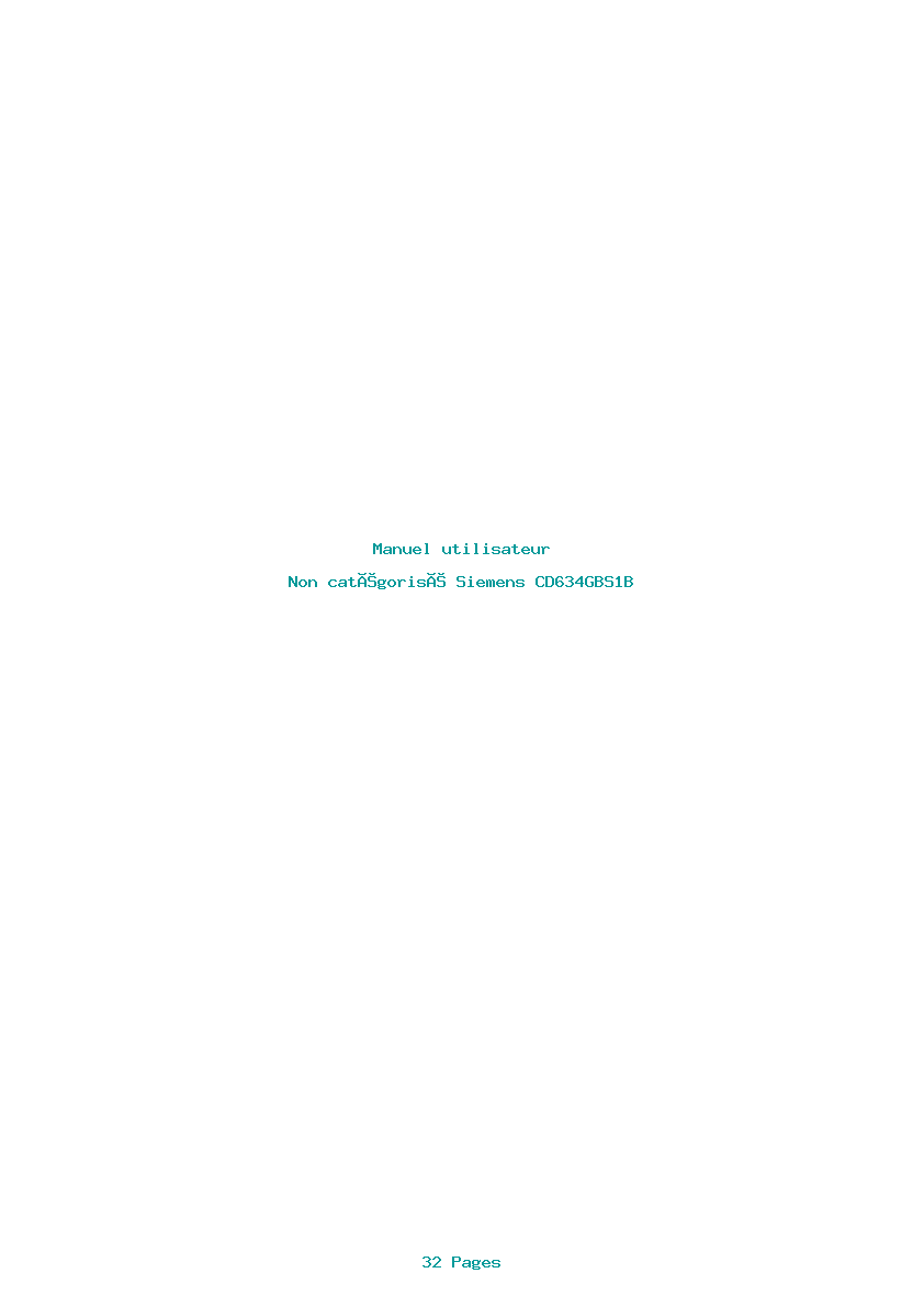 Page 1 de la notice Manuel utilisateur Siemens CD634GBS1B