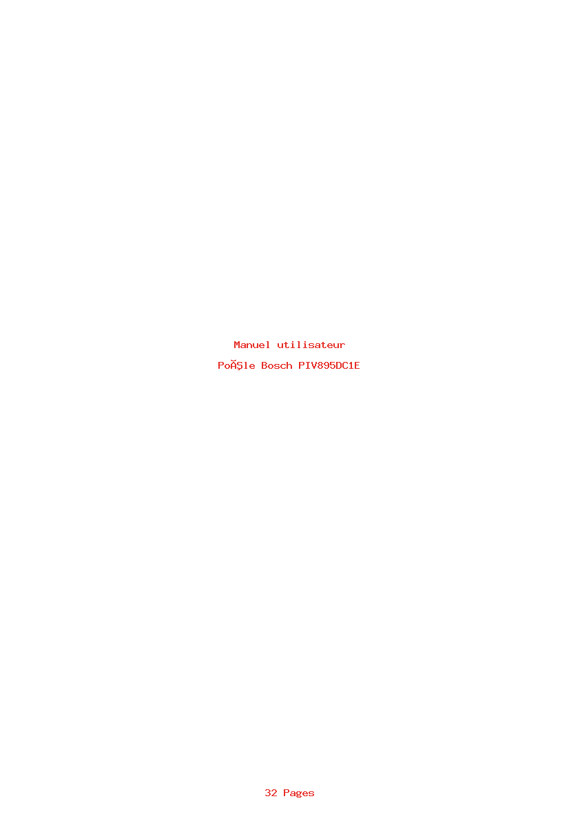 Page 1 de la notice Manuel utilisateur Bosch PIV895DC1E