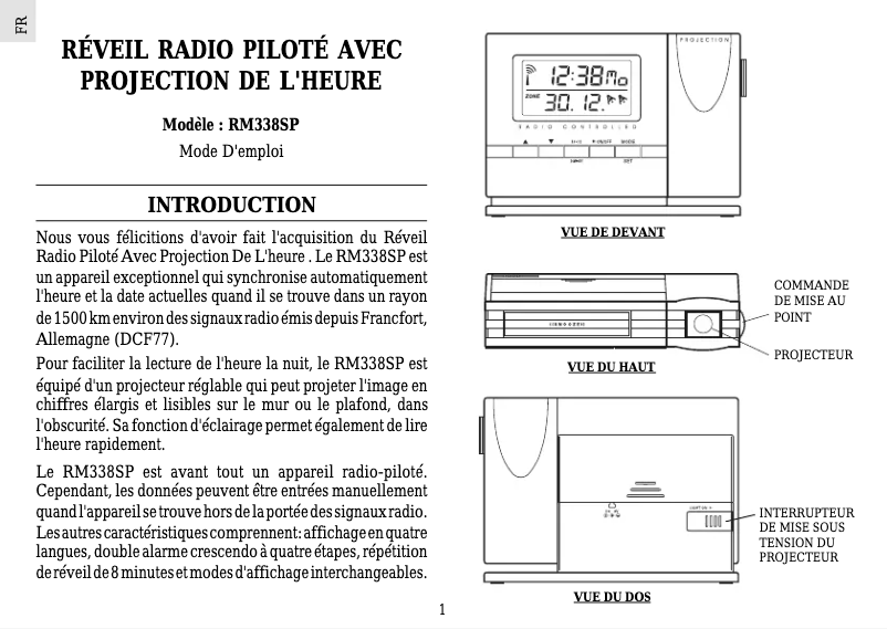 Page 1 de la notice Manuel utilisateur Oregon Scientific RM318P