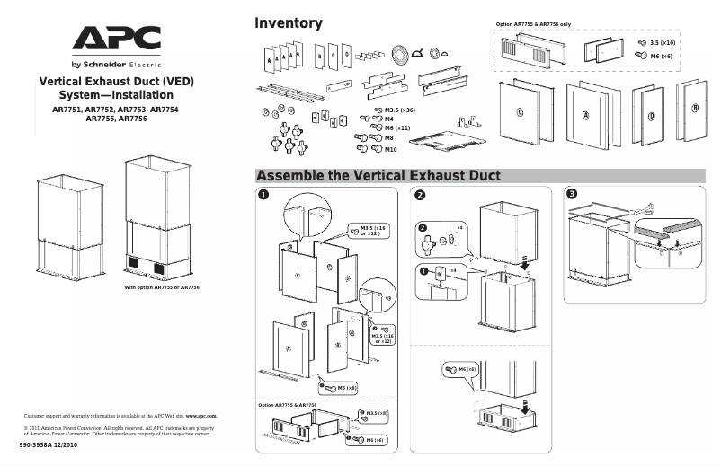 Page 1 de la notice Manuel utilisateur APC AR7754W