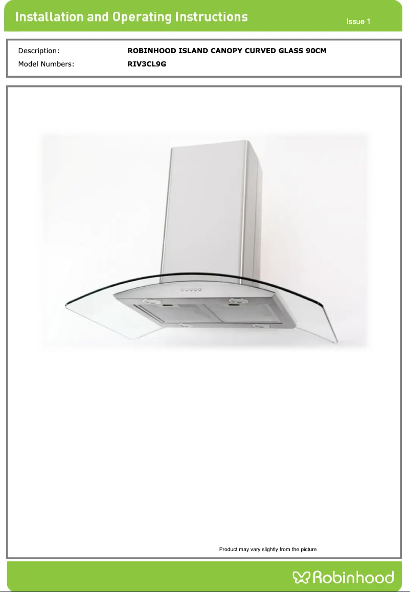 Page 1 de la notice Instructions / montage Robinhood RIV3CL9G