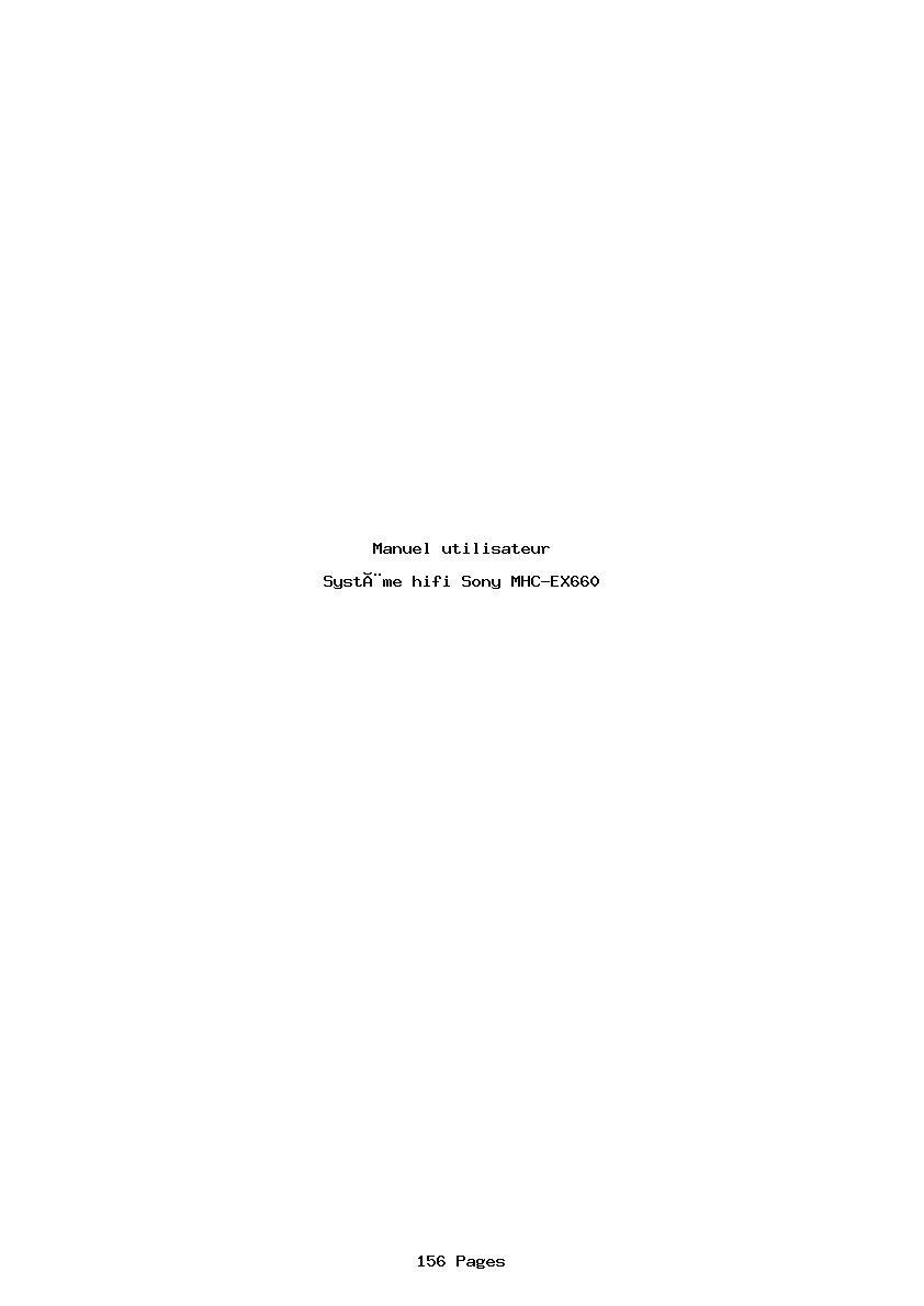 Page 1 de la notice Manuel utilisateur Sony MHC-EX660