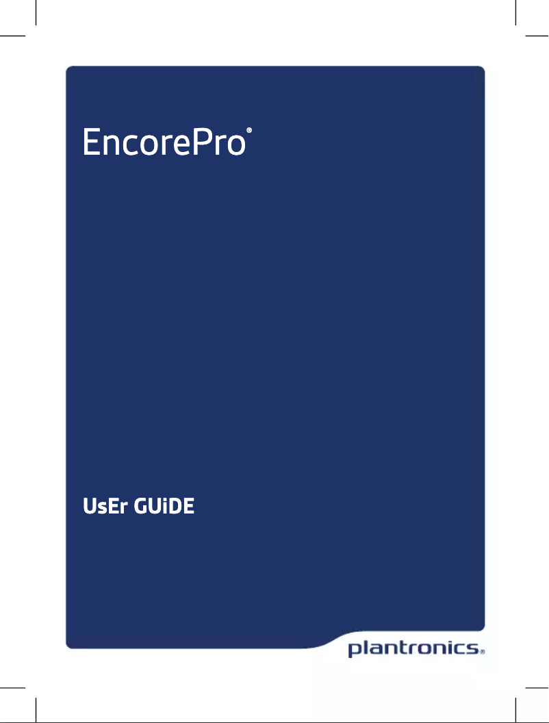 Page 1 de la notice Manuel utilisateur Plantronics EncorPro