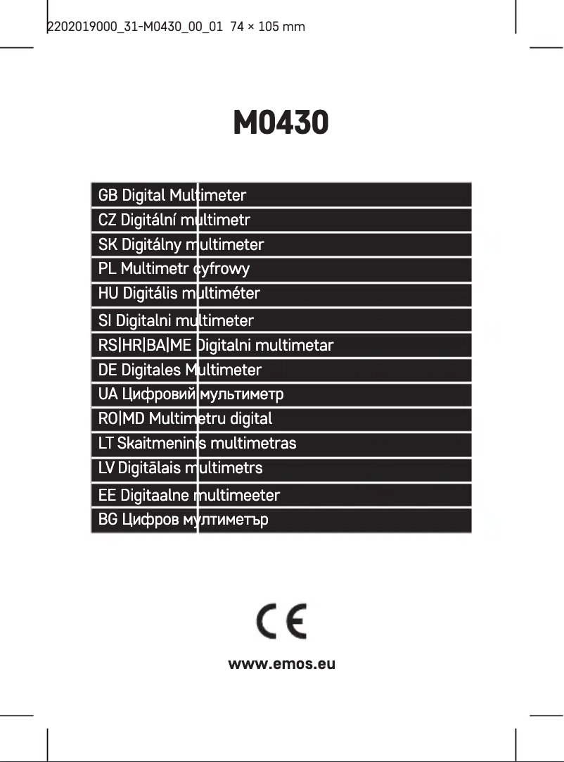 Page 1 de la notice Manuel utilisateur Emos M0430