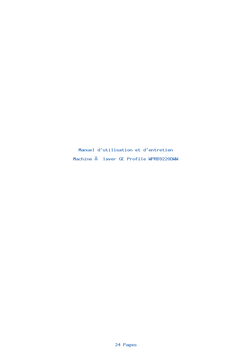Page 1 de la notice Manuel d'utilisation et d'entretien GE Profile WPRB9220DWW