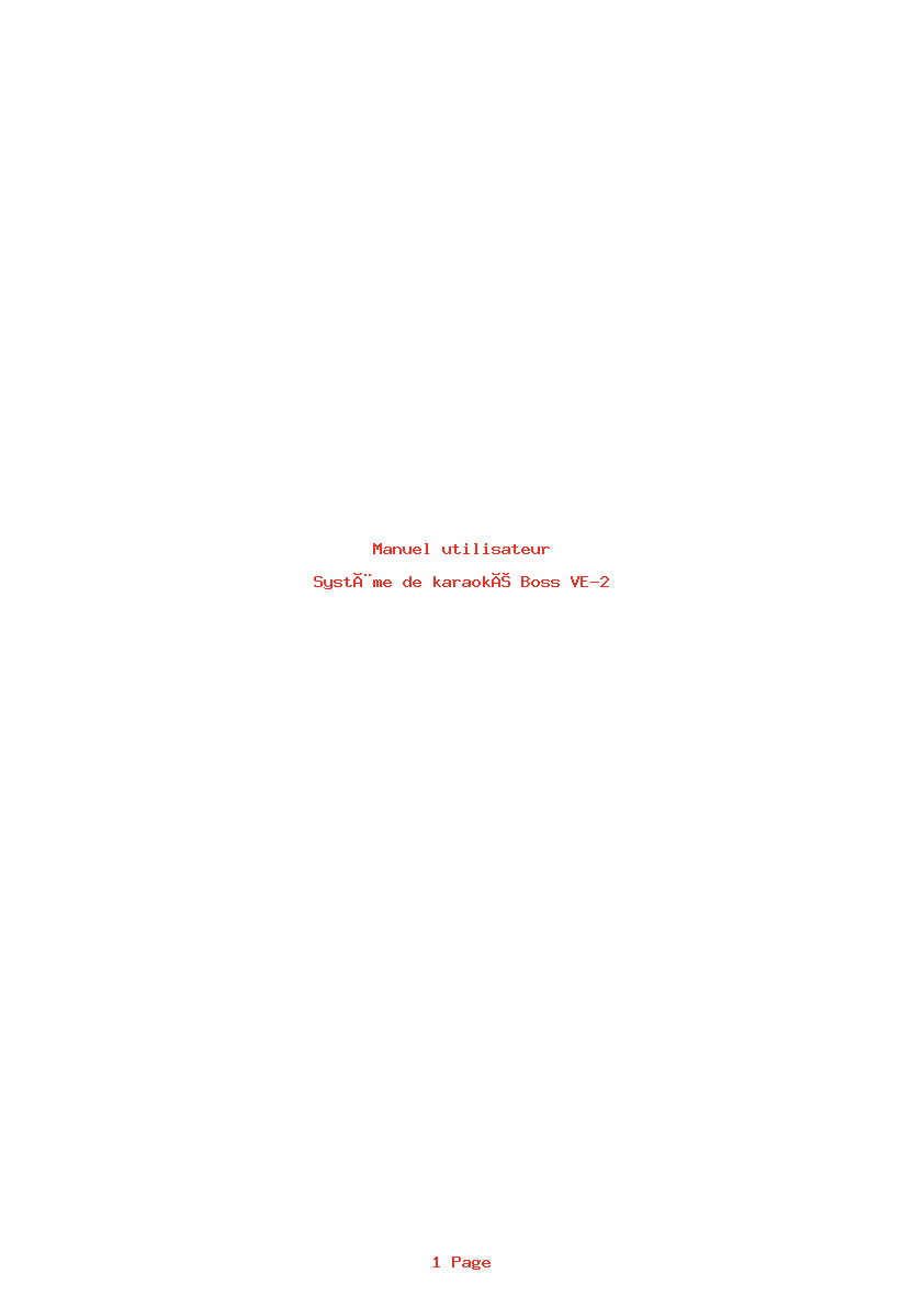 Page 1 de la notice Manuel utilisateur Boss VE-2