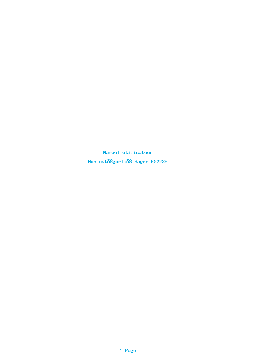 Page 1 de la notice Manuel utilisateur Hager FG22XF