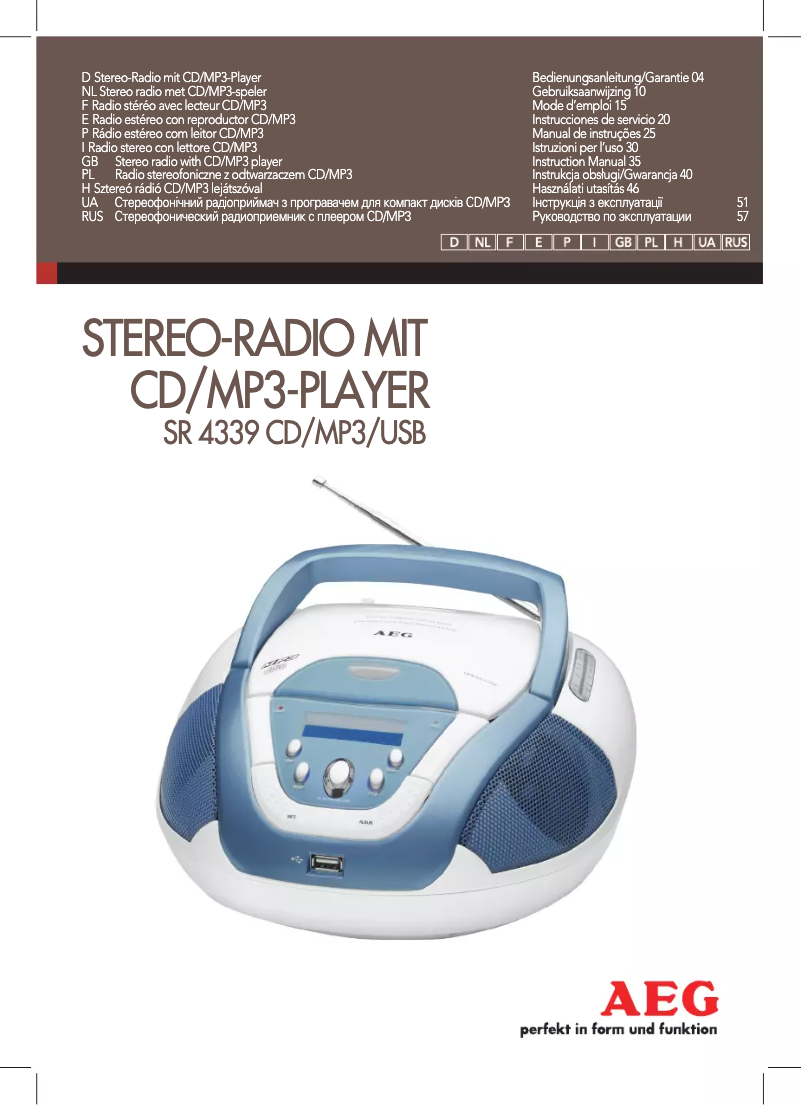Page 1 de la notice Manuel utilisateur AEG SR 4339 USB