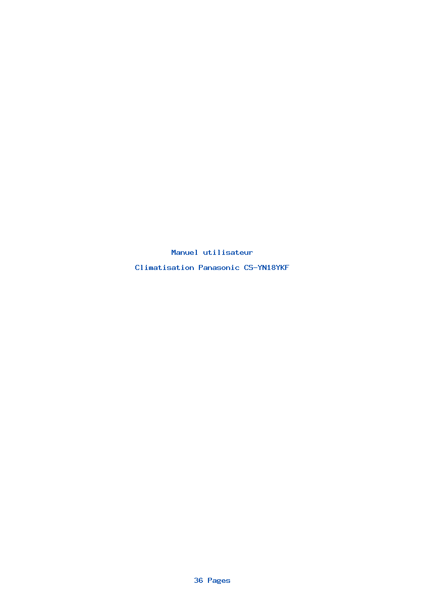 Page 1 de la notice Manuel utilisateur Panasonic CS-YN18YKF