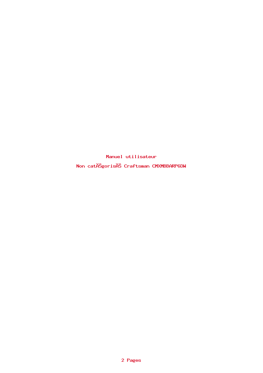 Page 1 de la notice Manuel utilisateur Craftsman CMXMBBARP6DW