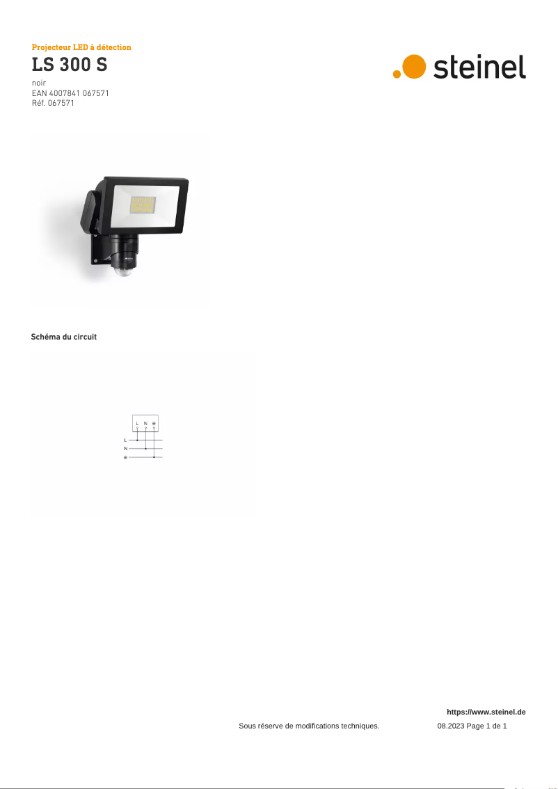 Page 1 de la notice Schéma de câblage Steinel LS 300 S