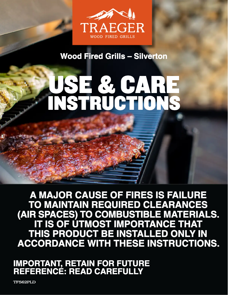 Page 1 of the manual User Manual Traeger Silverton