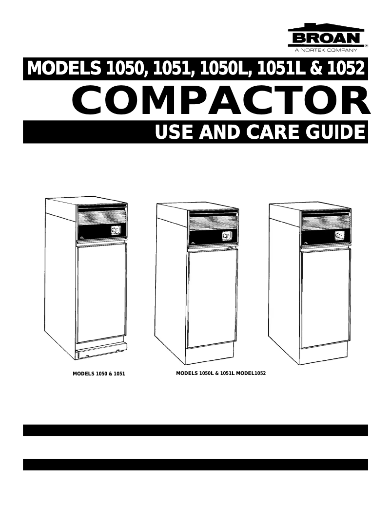 Page 1 de la notice Manuel utilisateur Broan 1050