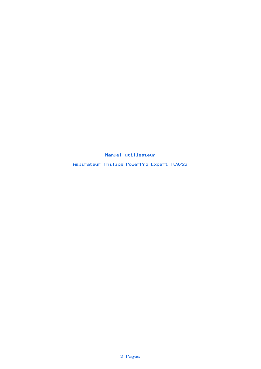 Page 1 de la notice Manuel utilisateur Philips PowerPro Expert FC9722