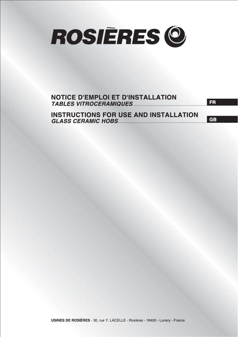 Page 1 de la notice Manuel utilisateur Rosieres RVE 6450 PN