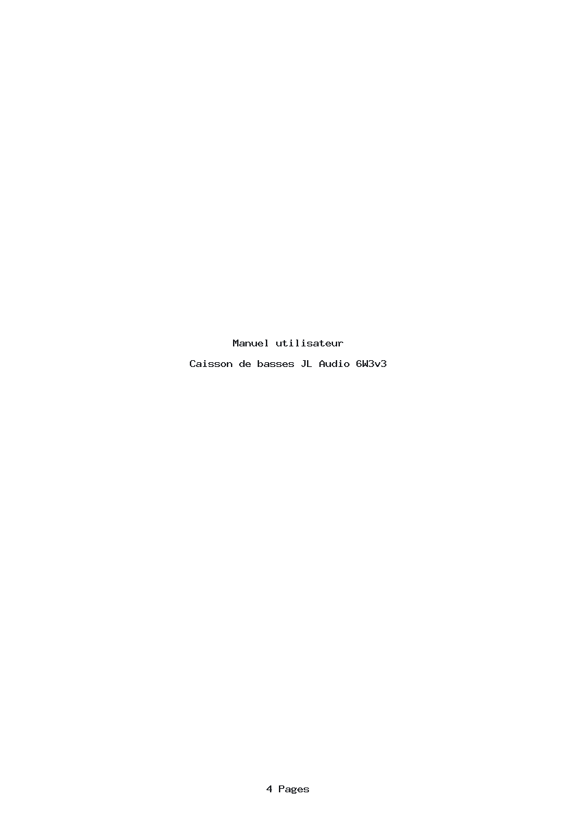 Page 1 de la notice Manuel utilisateur JL Audio 6W3v3