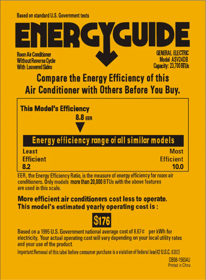 Página 1 del manual Etiqueta energética GE ASV24DB