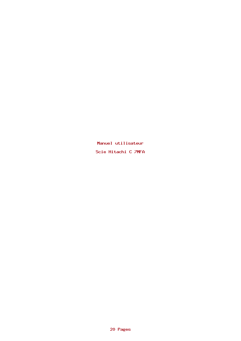 Page 1 de la notice Manuel utilisateur Hitachi C 7MFA