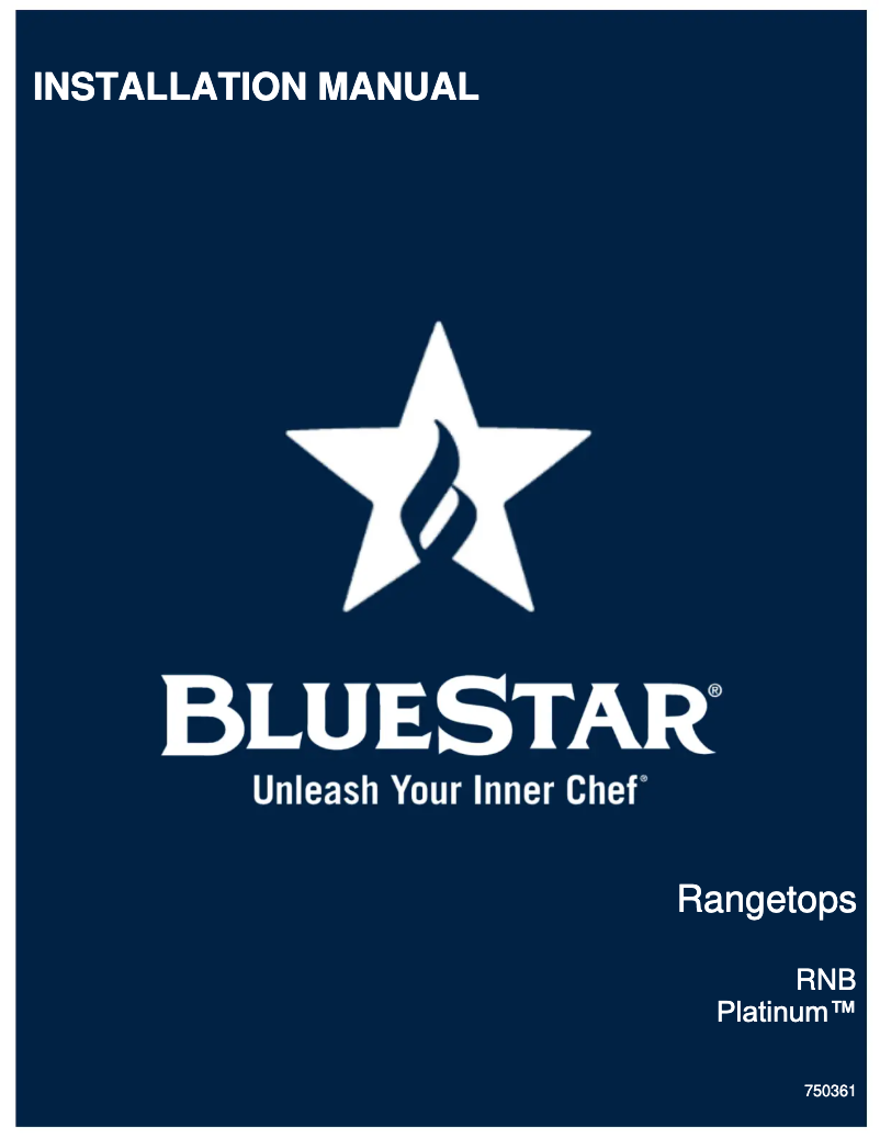 Página 1 del manual Guía de instalación BlueStar RGTNB608GV2