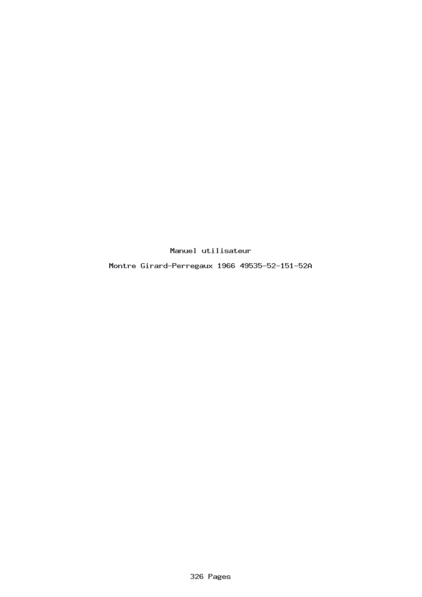 Page 1 de la notice Manuel utilisateur Girard-Perregaux 1966 49535-52-151-52A