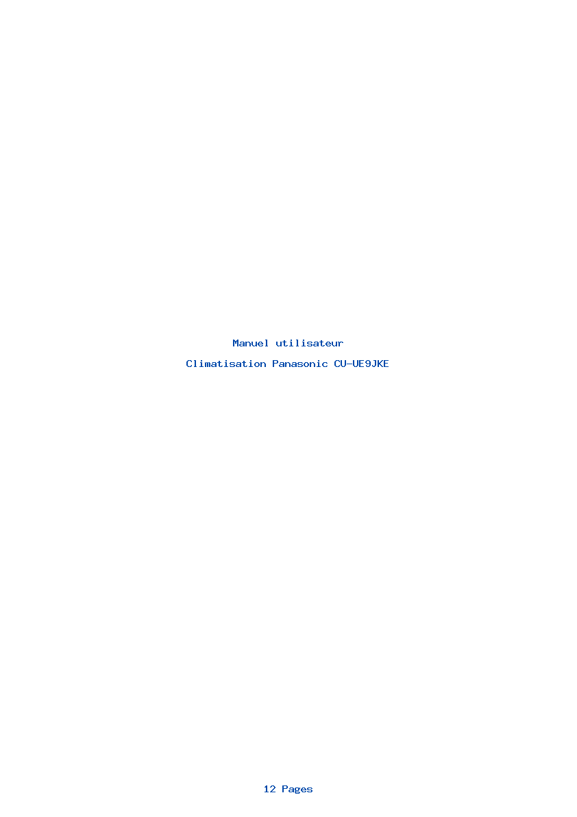 Page 1 de la notice Manuel utilisateur Panasonic CU-UE9JKE