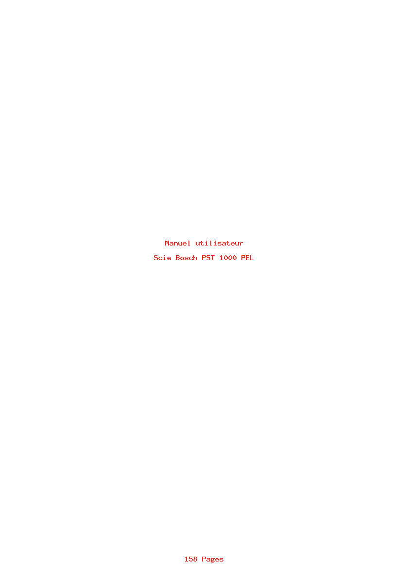 Page 1 de la notice Manuel utilisateur Bosch PST 1000 PEL